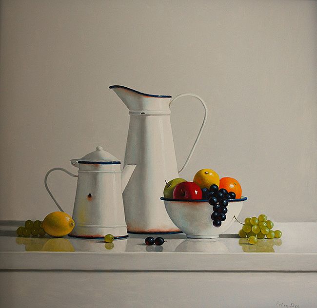 Vintage Enamelware with Fruit Still Life by Peter Dee